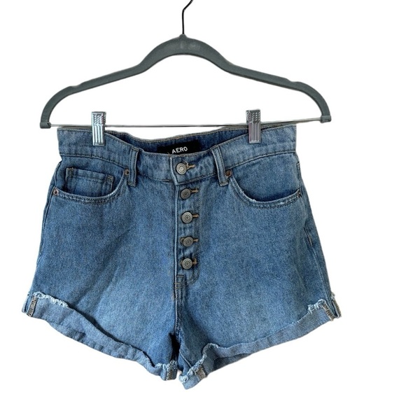 AERO Mom Short Denim Jean Shorts Button Fly Women's Size 2 - Picture 1 of 7